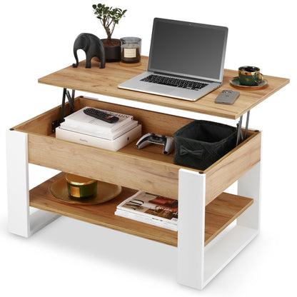 defiPad Höhenverstellbarer Ausziehbarer Couchtisch - Weiss Eiche