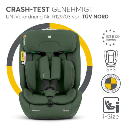 KikkaBoo i-Size i-FLIT Kindersitz ISOFIX 76-150 cm - Armeegrün