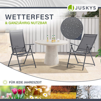 Juskys Gartenstuhl Calena 2er Set Anthrazit klappbar verstellbar