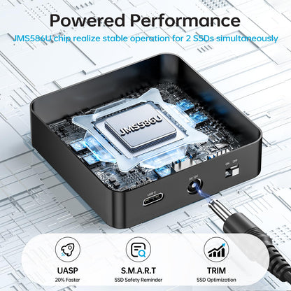 SSK Festplatten Docking Station Dual Bay NVMe M.2 SSD 20Gbps