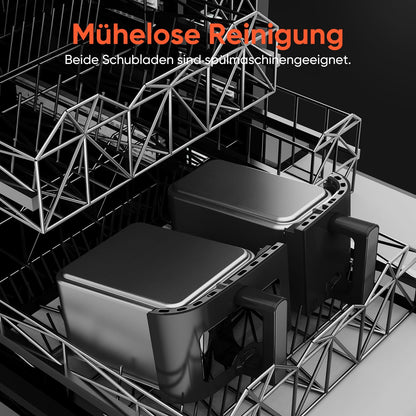 Gidgimo Heissluftfritteuse Doppelkammer 10L XXL Air Fryer