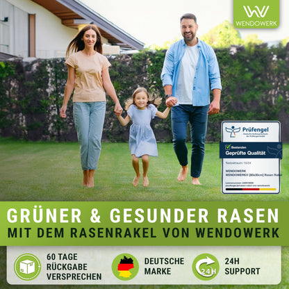WENDOWERK Rasennivellierrechen 80x30 cm mit 2 m Stiel, schwarz