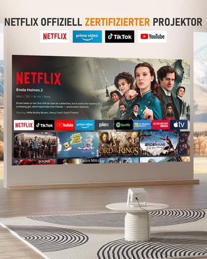 VISSPL Smart Mini Beamer – Netflix, Autofokus, 6D, 1080P/4K