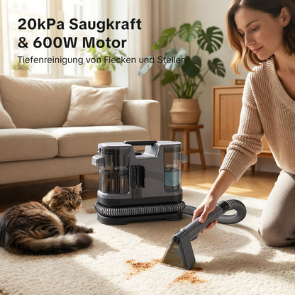 Lubluelu Nasssauger Polsterreiniger 600 W für Teppich, Sofa & Auto