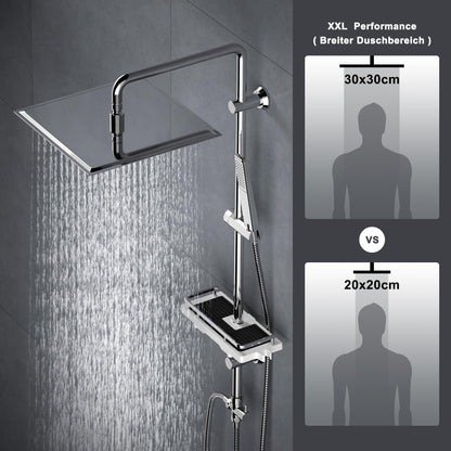 Görbach Regendusche Duschsystem mit Ablage - Chrom (30x30cm)