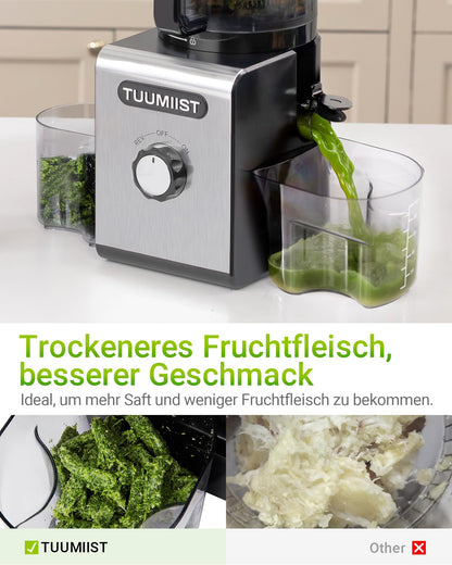 TUUMIIST TM780SJ Slow Juicer, 3 L, 150 mm Einfüllschacht, schwarz