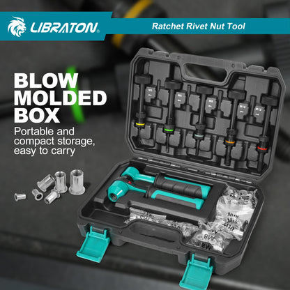 LIBRATON Nietmutternzange Set Profi – 5 Dornen, Tragebox