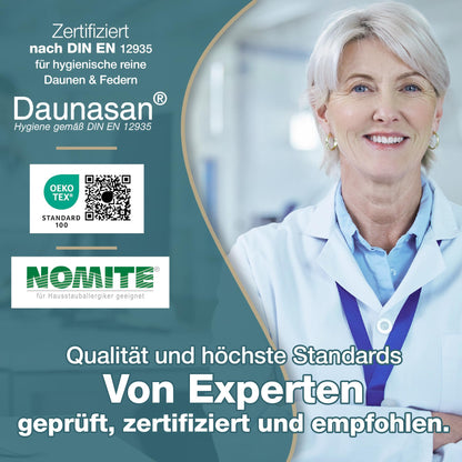 Nachtengel 3-Kammer Daunenkissen Kopfkissen - 80x80