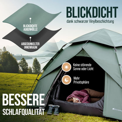 Vulnora Pop Up Zelt 4 Personen – Wurfzelt wasserdicht mit UV-Schutz