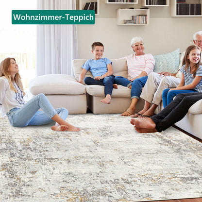 Capslpad Abstrakt Beige Wohnzimmer Teppich - Kurzflor 160x230cm