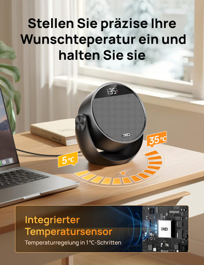 Dreo Heizlüfter DR-HSH020, 1500 W, PTC-Keramik, Fernbedienung, schwarz