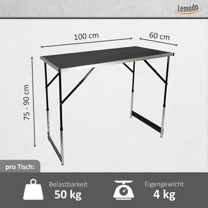 Lemodo Tapeziertisch 3-teilig klappbar – Multifunktionstisch 100x60 cm
