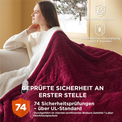 BEDSURE Heizdecke 180x200cm Rot – Elektrische Wärmedecke
