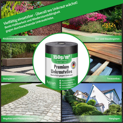 Xabian Anti Unkrautvlies Gartenvlies - 150g/m² 50x1m