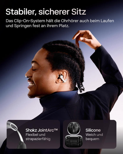 Shokz OpenDots ONE Open-Ear-Kopfhörer, Clip-On, Bluetooth 5.4, Grau