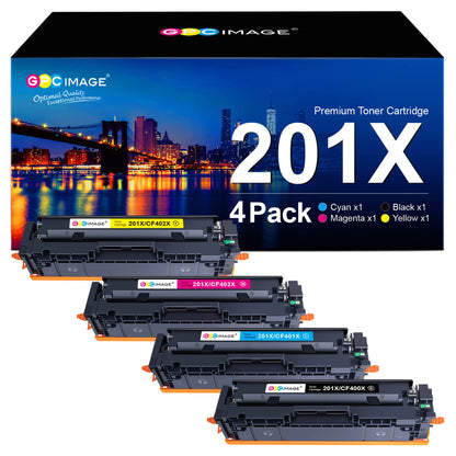 GPC IMAGE 201X Toner kompatibel für HP 201X 201A, 4er-Pack in Schwarz, Cyan, Gelb und Magenta