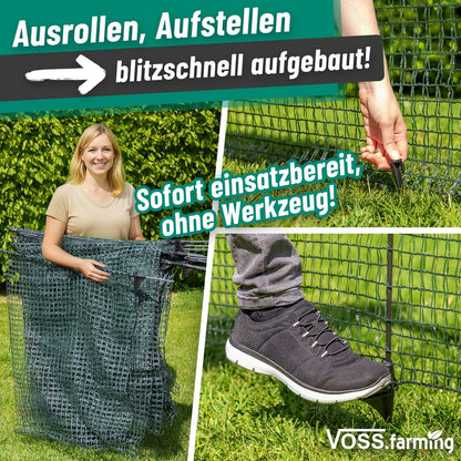 VOSS.farming Gartennetz Begrenzungszaun 20 m, 80 cm, dunkelgrün