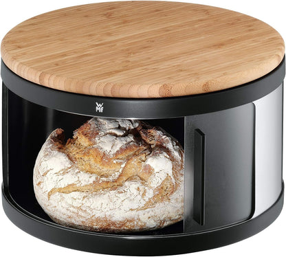 WMF Brotkasten Rund mit Schneidebrett - Edelstahl Schwarz