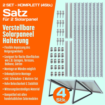 FIREND Solarmodul-Halterung 1180 mm, 4er-Set, Flachdach-Aufständerung