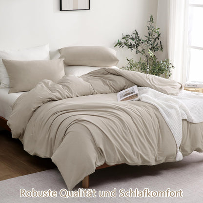 ATsense Bettwäsche 4teilig Baumwolle 135x200 cm Beige