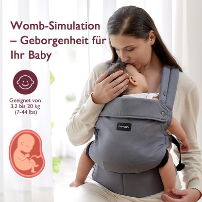 Momcozy Ergonomische Babytrage – Leicht & Komfortabel – Grau
