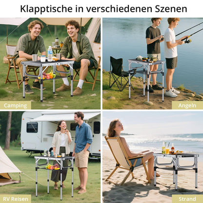 Anbte Campingtisch klappbar 60x40cm, höhenverstellbar, schwarz