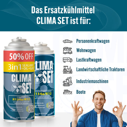 ClimaSet R134a Ersatzgas Klimaanlage Nachfüllset - 3x235g ECO