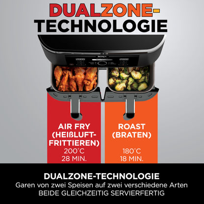 Ninja Foodi Dual Zone Airfryer AF200EU Heissluftfritteuse 7.6L Schwarz