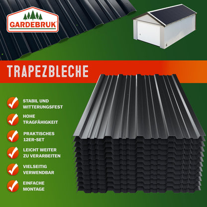 GARDEBRUK® Trapezblech Dachblech Set 7m² - Anthrazit Verzinkt