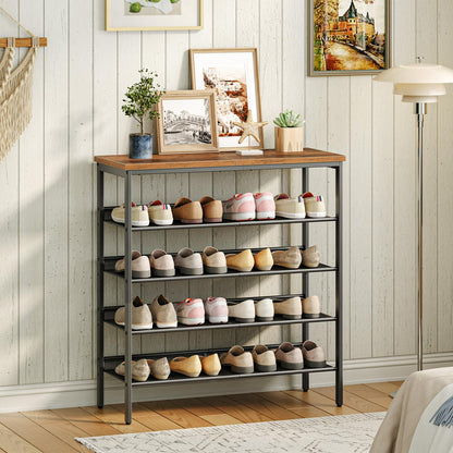 HOOBRO Schuhregal 5-stöckig EBF12XJ01 - Vintagebraun-Schwarz