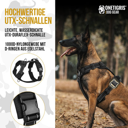 OneTigris Diesel Hundegeschirr, gepolstertes Brustgeschirr Schwarz M