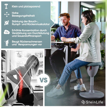 SteinLife Cone Büro-Wackelhocker Ergonomisch Höhenverstellbar