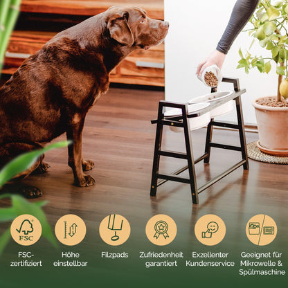 Pfotenglanz Hundenapf erhöht – Keramik Napfset Antischling