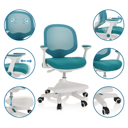 hjh OFFICE 736413 Kid Ergo Kinder Schreibtischstuhl – Blau/Weiss