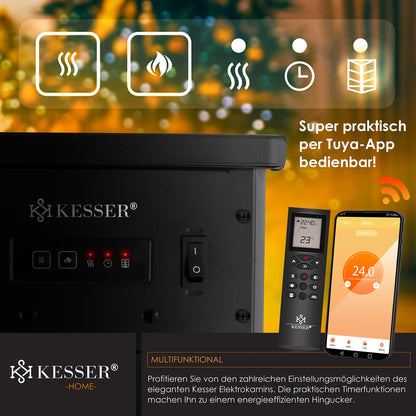 KESSER® Prio Elektrokamin mit Heizung – WiFi App, 1900W
