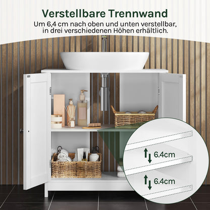 WOLTU Waschbeckenunterschrank mit 2 Türen, weiss, MDF, 60x30x60 cm