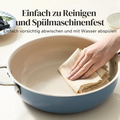 Redchef Keramikpfanne Induktion Antihaft mit Deckel - 28cm Blau