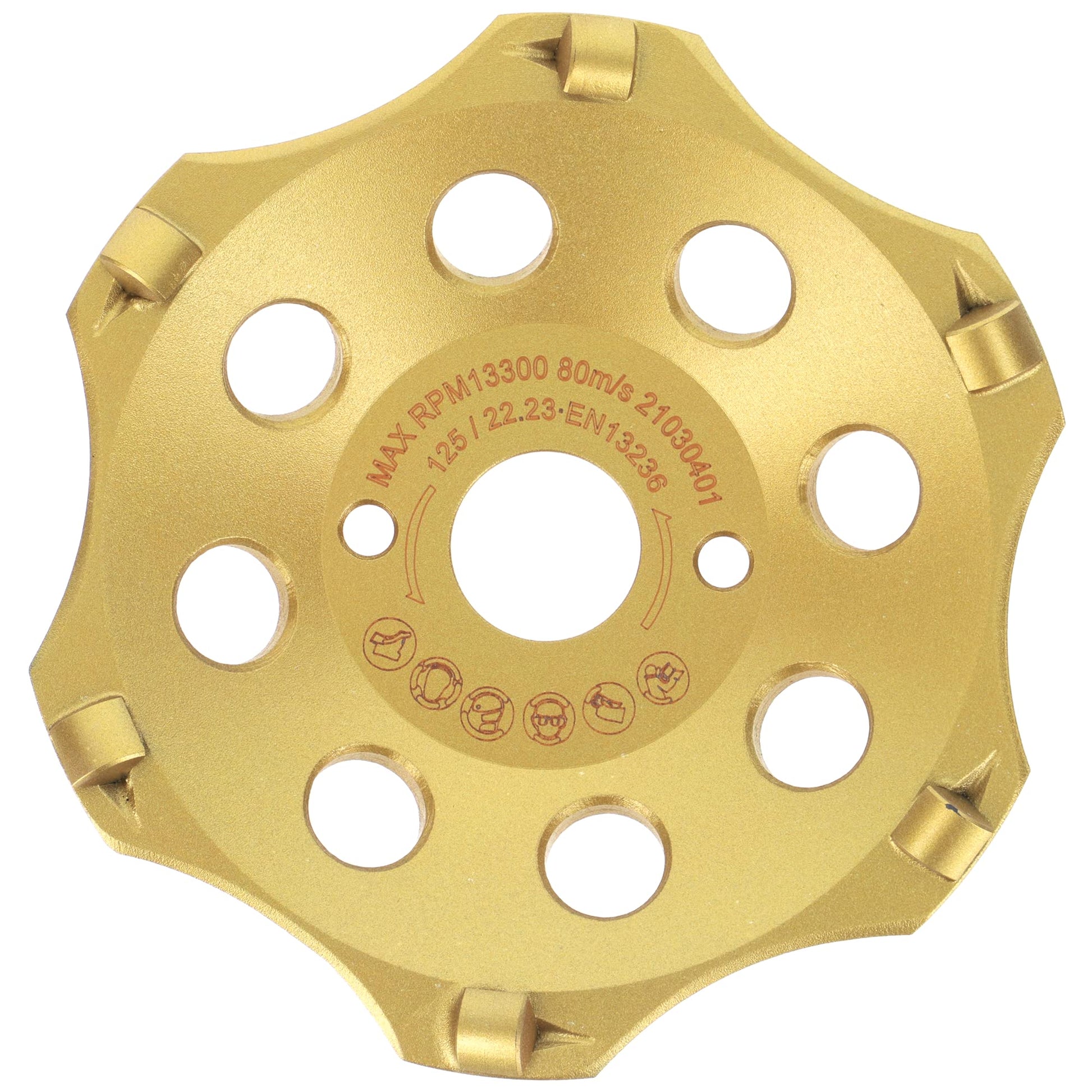 PRODIAMANT PKD Diamantschleiftopf für Winkelschleifer 125mm 6 Segmente, silber, topfförmig. Schleift Beton und Estrich.