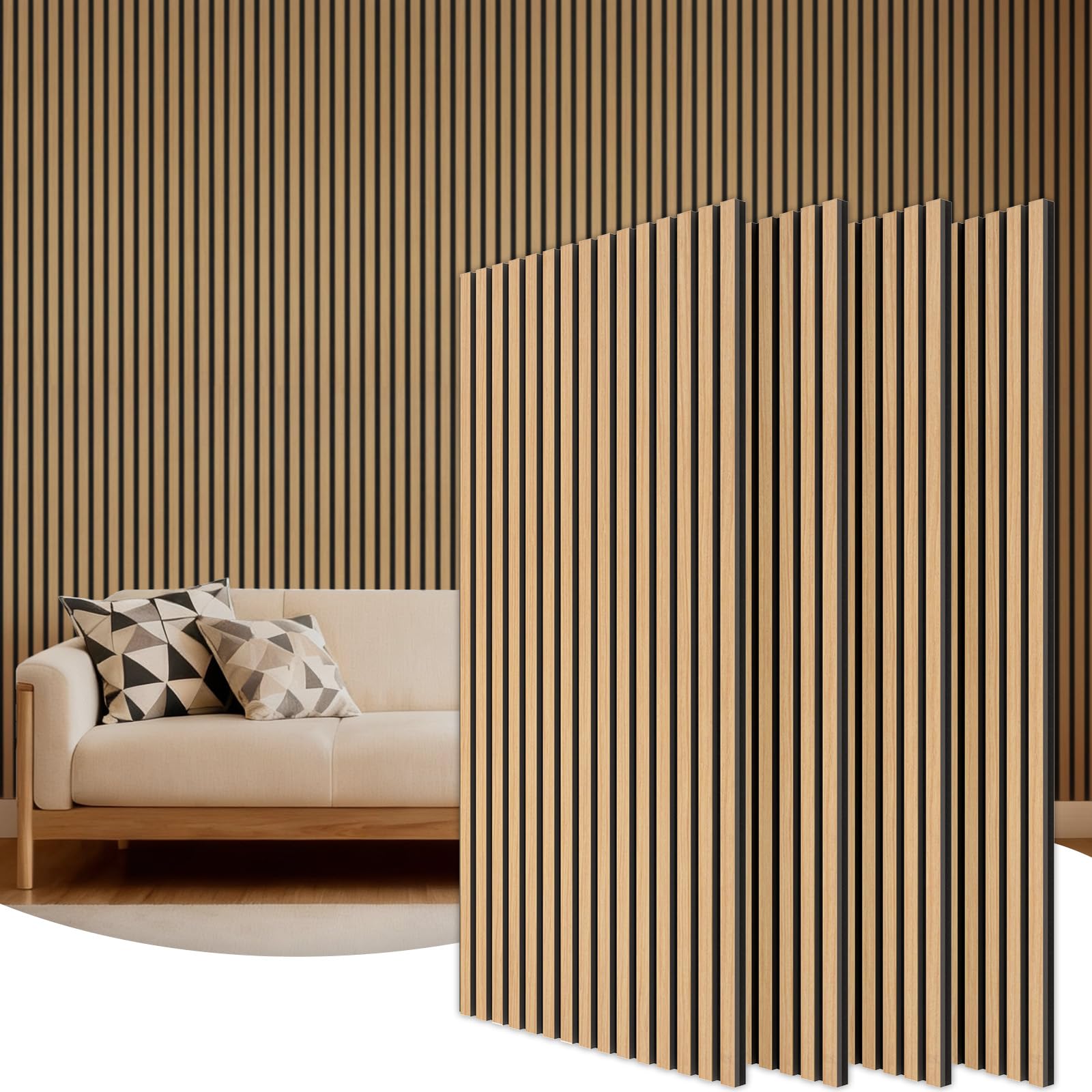 TONOR Akustikpaneele Holz Teak, 4er-Set 120 x 60 cm Wandpaneele mit Gitterstruktur und Teakfurnier