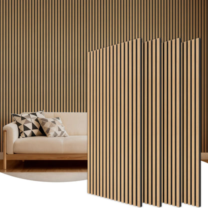TONOR Akustikpaneele Holz Teak, 4er-Set 120 x 60 cm Wandpaneele mit Gitterstruktur und Teakfurnier