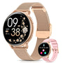 AIMIUVEI Smartwatch Damen Roségold, 1,27 Zoll HD mit Telefonfunktion, rundes Zifferblatt und Doppelarmband