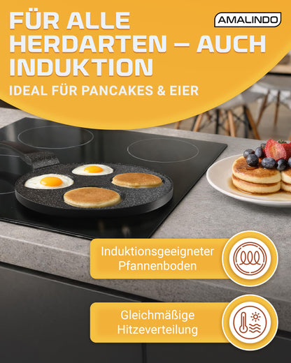 Amalindo Pancake Pfanne 4 Loch, Ø 26 cm, Induktion, Antihaft