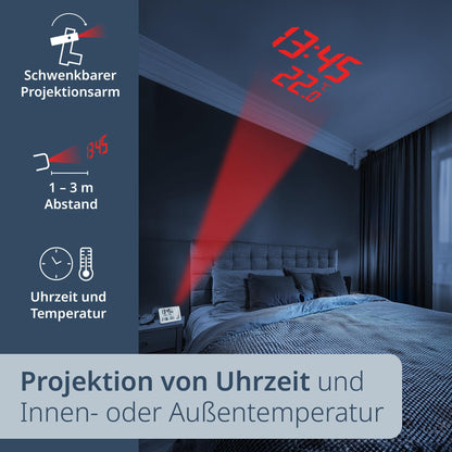ADE Projektionswecker CK2406-2 Funkwecker mit Aussensensor, weiss