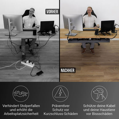 Ultimate Setup Schreibtisch Kabelwanne Kabelmanagement - Schwarz