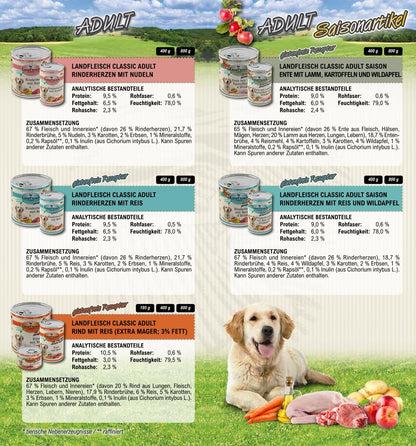 Landfleisch Classic Hundenassfutter – 30x400g 10-Sorten Mix