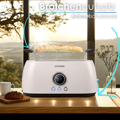 Steinborg Langschlitztoaster SB-2214 mit Brötchenaufsatz, 4 Scheiben