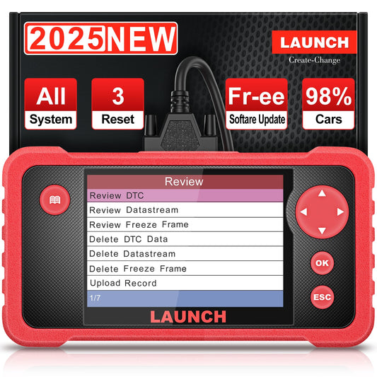 LAUNCH CRP123 V2.0 Plus Diagnosegerät – 2025 Modell. Schwarzes Handgerät, Farbdisplay. OBD2-Diagnosegerät: Liest Fehlercodes, Echtzeitdaten.