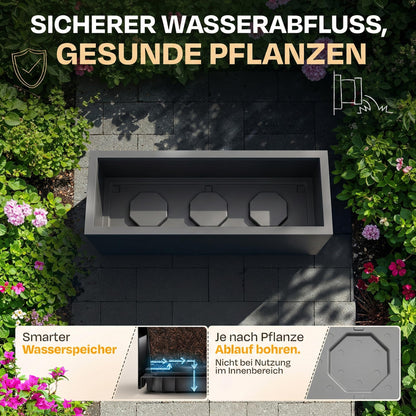 Ondis24 Vulkano Pflanzkübel 2er-Set, 50 L, Wasserspeicher, Anthrazit