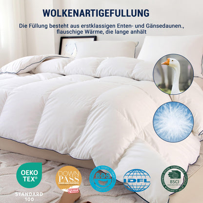 DOWNFOCUS Komfort Bettdecke Daunendecke - 135x200 cm Weiss