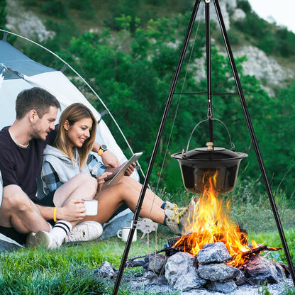 TLSUNNY Gulaschkessel 10L Emaille Set - Dreibein & Löffel